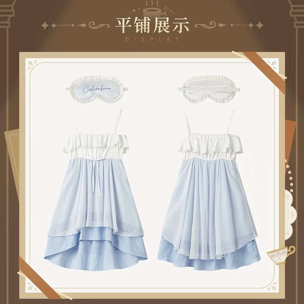 [PO] GI Official Merch ✦ Nighttime Tea Party Series | Columbina Themed Nightgown Set (incl. Eye Mask)