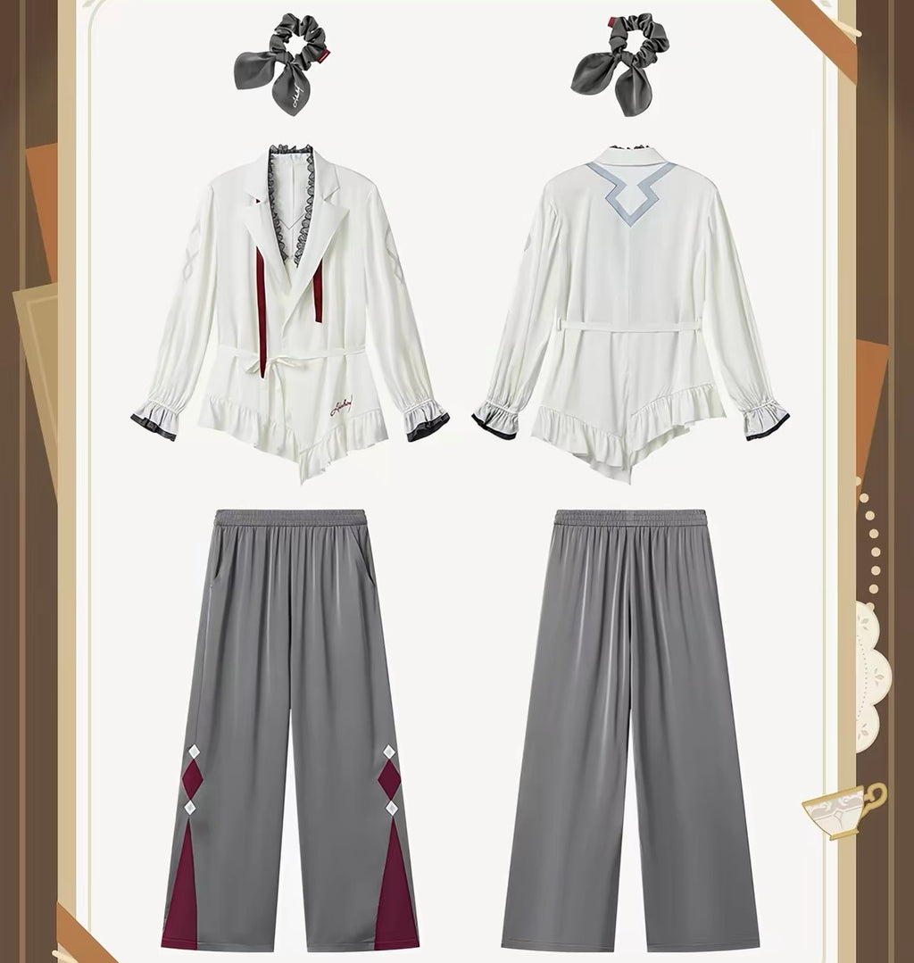 [PO] GI Official Merch ✦ Nighttime Tea Party Series | Arlecchino Themed Pajama Set (incl. Hair Tie)