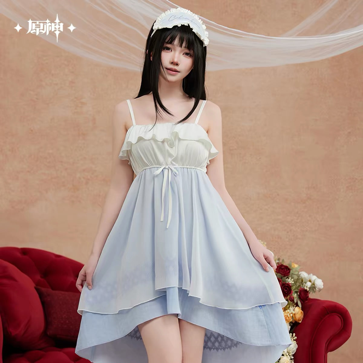 [PO] GI Official Merch ✦ Nighttime Tea Party Series | Columbina Themed Nightgown Set (incl. Eye Mask)