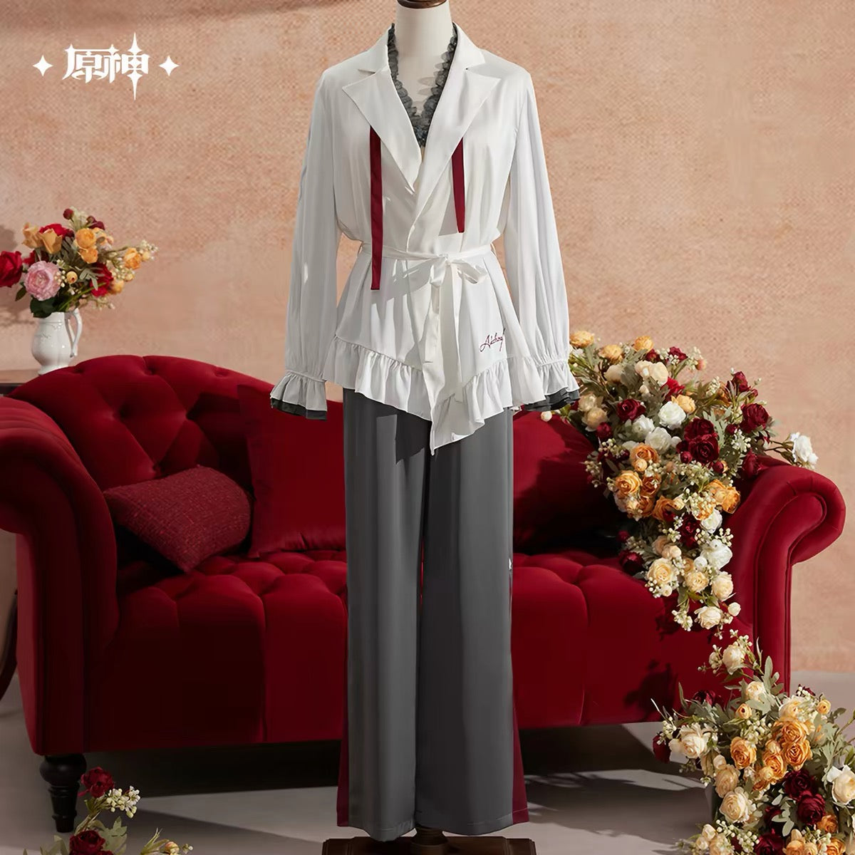 [PO] GI Official Merch ✦ Nighttime Tea Party Series | Arlecchino Themed Pajama Set (incl. Hair Tie)