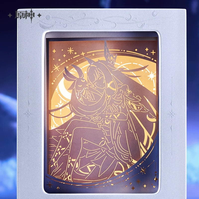 [PO] GI Official Merch ✦ Chronicles of the Accompanying Moon Series | Four-Sided Rotating Paper Sculpture Night Light, Music Box Gift Set, Columbina Collection Card