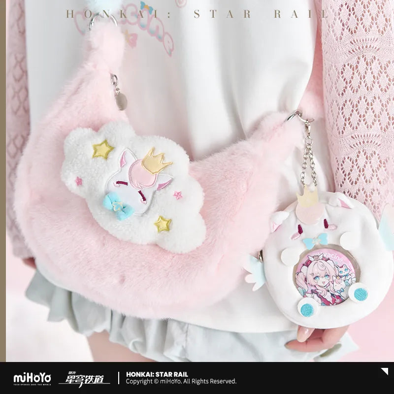 Hyacine plush crossbody bag with badge pouch